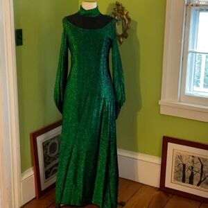 Vintage early 70s Quad of London lurex maxi dress
